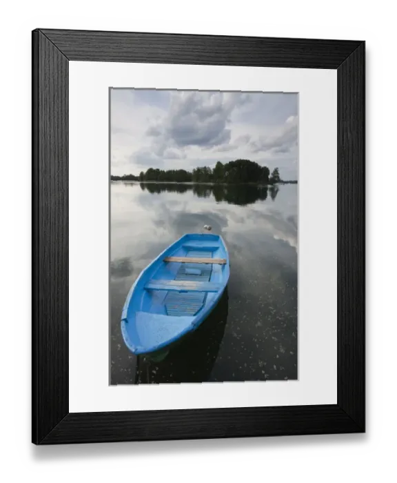 Framed Print : Lithuania, Trakai, Trakai Historical National Park, Lake Galve, boats