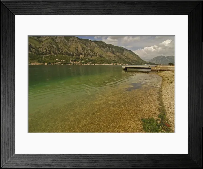 Framed Print : Montenegro, Kotor, transparent green water of the Adriatic sea at the foot of a fjord s Framed Print : Montenegro, Kotor, transparent green water of the Adriatic sea at the foot of a fjord s