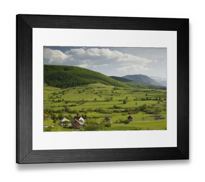 Framed Print : MONTENEGRO, Eastern Montenegro Mountains, Dapasici. Village with springtime mountain Framed Print : MONTENEGRO, Eastern Montenegro Mountains, Dapasici. Village with springtime mountain