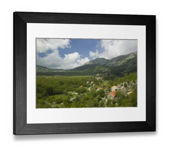 Framed Print : MONTENEGRO, Erakov. Mountain Town in the Hinterland of Kotor Bay