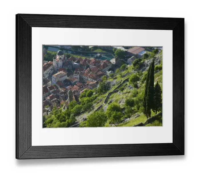 Framed Print : MONTENEGRO, Kotor Bay  /  Kotor. View of Old Town Kotor from the towns mountainside