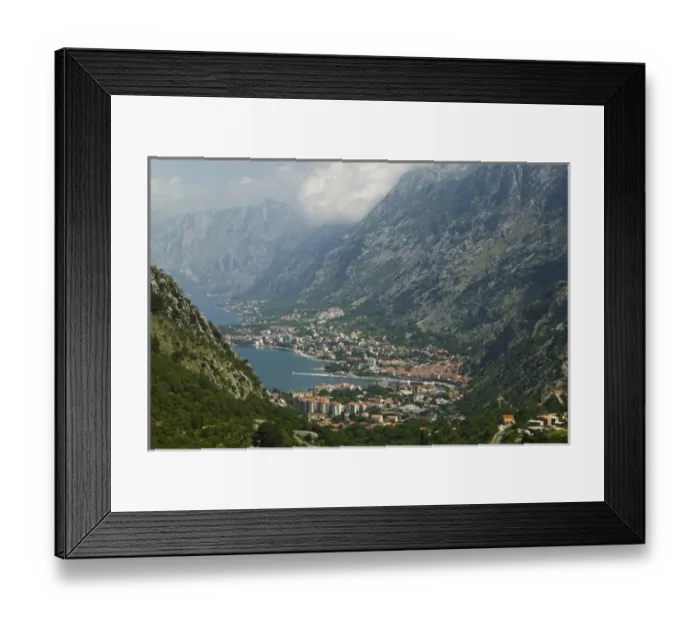 Framed Print : MONTENEGRO, Kotor. Southern Europes Deepest Fjord, Aerial View