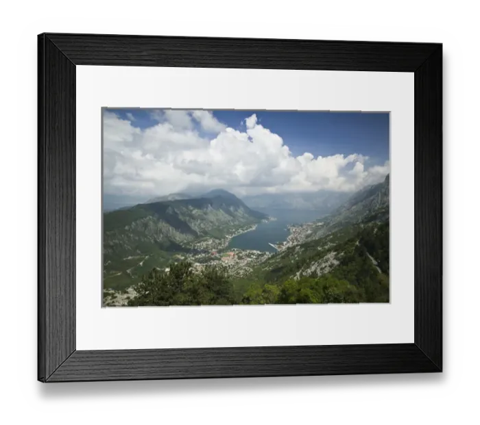 Framed Print : MONTENEGRO, Kotor. Southern Europes Deepest Fjord, Aerial View Framed Print : MONTENEGRO, Kotor. Southern Europes Deepest Fjord, Aerial View