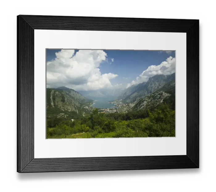 Framed Print : MONTENEGRO, Kotor. Southern Europes Deepest Fjord, Aerial View
