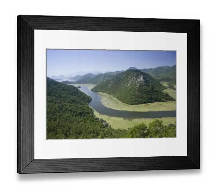 Framed Print : MONTENEGRO, Rijeka Crnojevica. View of the Crnojevica River Delta near Lake Skadar