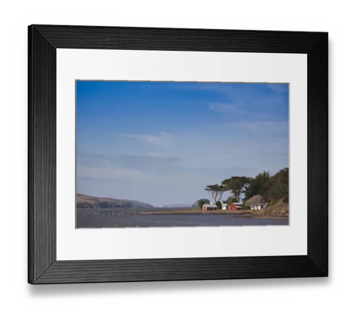 Framed Print : USA, California, Northern California, North Coast, Tomales Bay, Marshall, waterfront