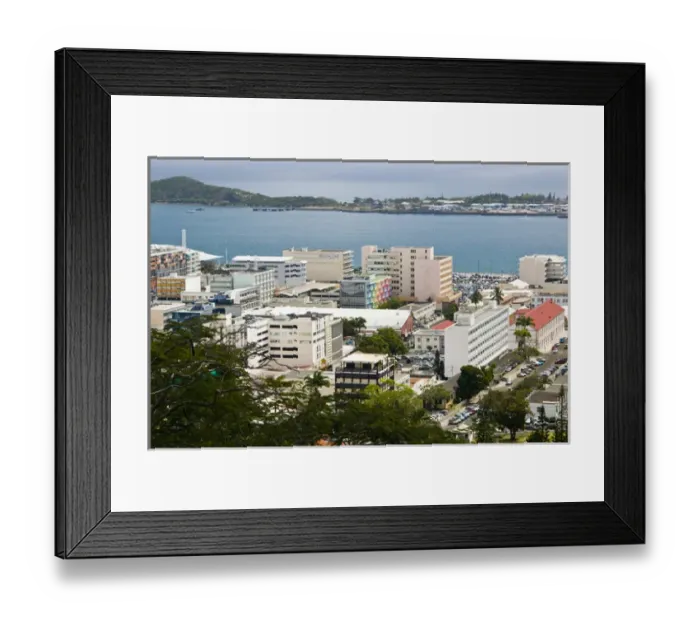 Framed Print : NEW CALEDONIA, Grande Terre Island, Noumea. City view from Route du Semaphore, daytime Framed Print : NEW CALEDONIA, Grande Terre Island, Noumea. City view from Route du Semaphore, daytime
