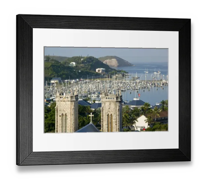 Framed Print : NEW CALEDONIA, Grande Terre Island, Noumea. Port Moselle and Cathedrale St. Joseph