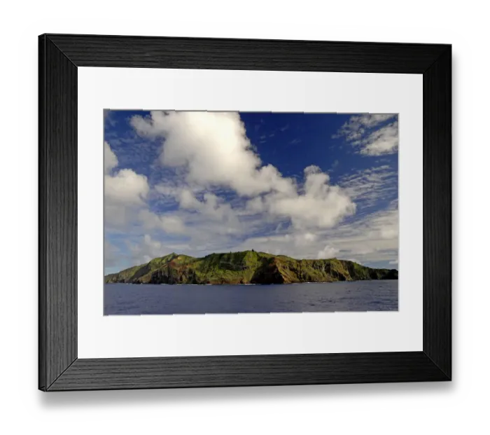 Framed Print : South Pacific, British Overseas Teritory, Pitcairn Island. Island overview Framed Print : South Pacific, British Overseas Teritory, Pitcairn Island. Island overview