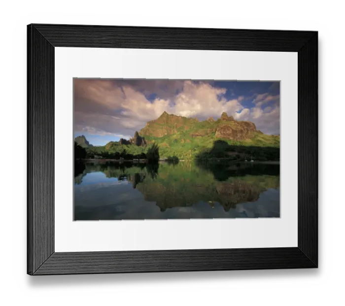 Framed Print : South Pacific, French Polynesia, Moorea Hillside reflection at dawn Framed Print : South Pacific, French Polynesia, Moorea Hillside reflection at dawn