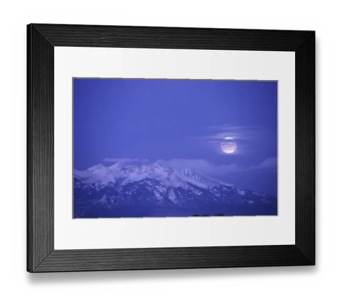 Framed Print : Moonrise over Sangre de Cristo Mtns. from Monte Vista NWR, CO