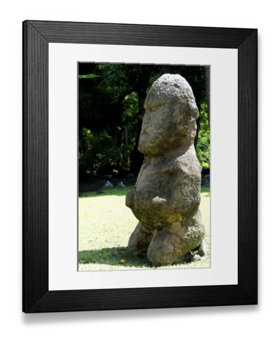 Framed Print : South Pacific, French Polynesia, Tahiti. Open air Tiki Temple park, ancient site