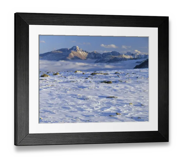 Framed Print : ROCKY MOUNTAIN NATIONAL PARK, COLORADO. USA. Wind-blown snow & Longs Peak above clouds Framed Print : ROCKY MOUNTAIN NATIONAL PARK, COLORADO. USA. Wind-blown snow & Longs Peak above clouds