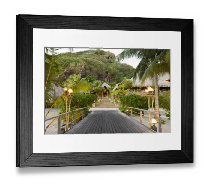 Framed Print : PR Bora Bora Nui Resort entrance to main lodge