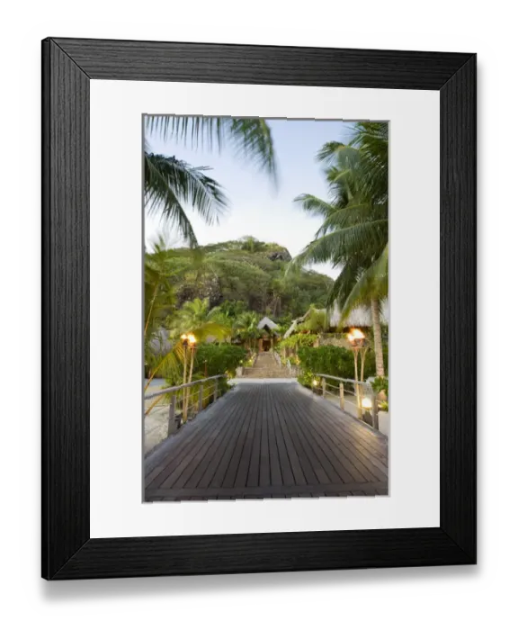 Framed Print : PR Bora Bora Nui Resort entrance to main lodge