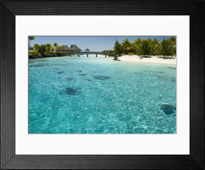Framed Print : Scenics and grounds of beautiful resort in Bora Bora