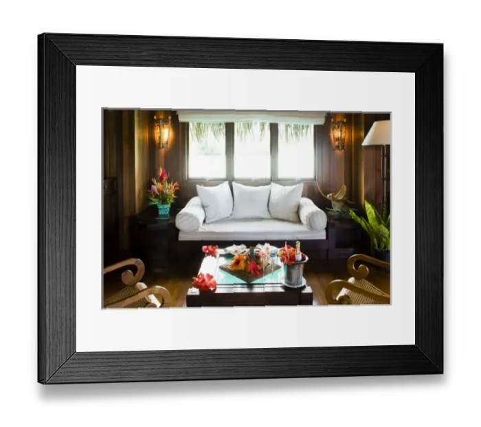 Framed Print : Royale honeymoon over-the-water suite at Bora Bora Nui Resort. PR