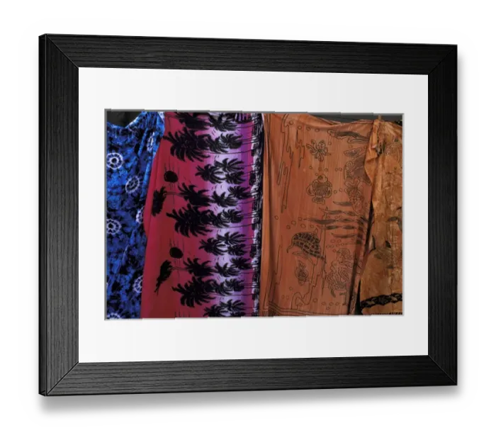 Framed Print : 05. Society Islands, French Polynesia, Close-up of hanging batik at a market Framed Print : 05. Society Islands, French Polynesia, Close-up of hanging batik at a market
