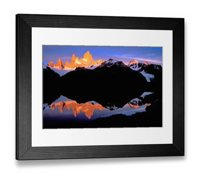 Framed Print : SA, Argentina, Los Glaciares NP Monte Fitz Roy; Fitz Roy group reflected in glacial
