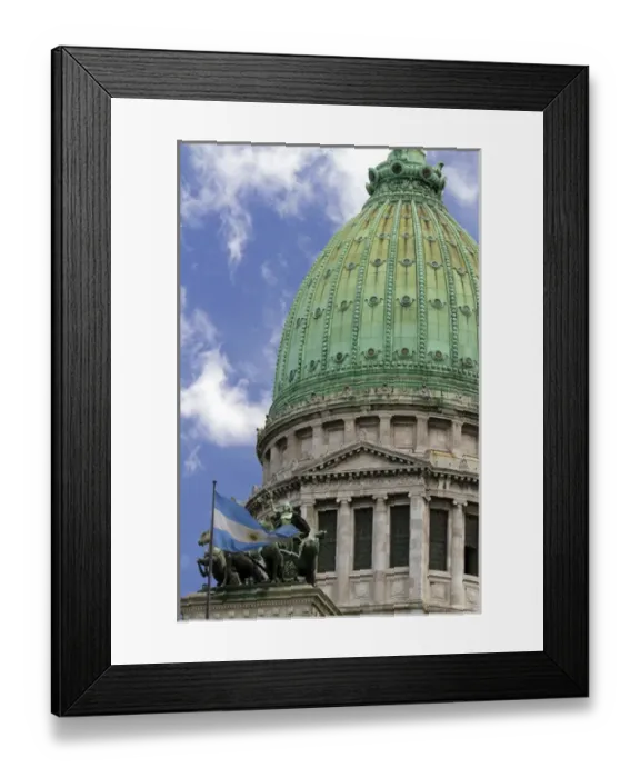 Framed Print : Monument to the Two Congresses in front of the Argentine National Congress building in Buenos Aires