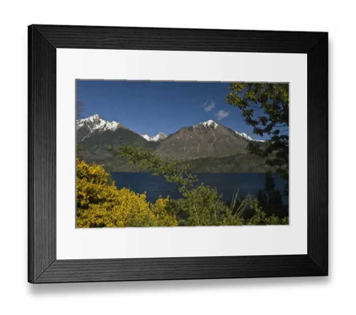 Framed Print : South America; Argentina; Patagonia. View of Andes Mountains and Lake Gutierrez