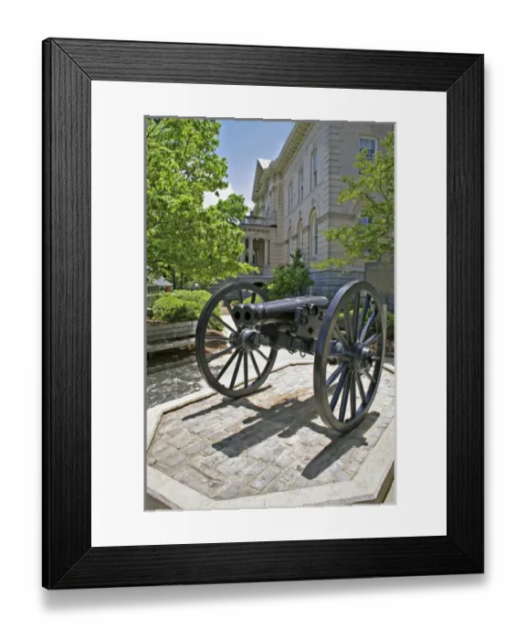 Framed Print : Historic double-barreled civil war cannon downtown Athens Georgia Framed Print : Historic double-barreled civil war cannon downtown Athens Georgia