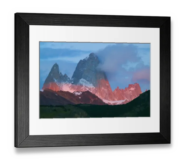 Framed Print : Morning view of Fitz Roy (left: co. Poincenot, mid: Fitz Roy, right: ag. Mermoz) Framed Print : Morning view of Fitz Roy (left: co. Poincenot, mid: Fitz Roy, right: ag. Mermoz)