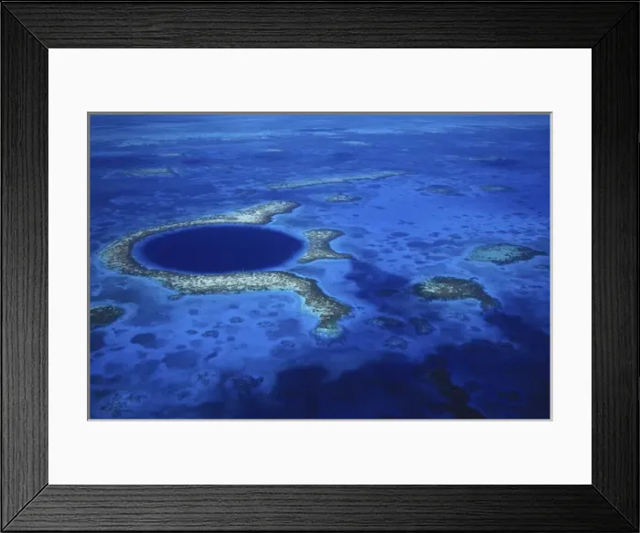 Framed Print : Aerial view of the Blue Hole, Lighthouse Reef, Belize, Central America Framed Print : Aerial view of the Blue Hole, Lighthouse Reef, Belize, Central America