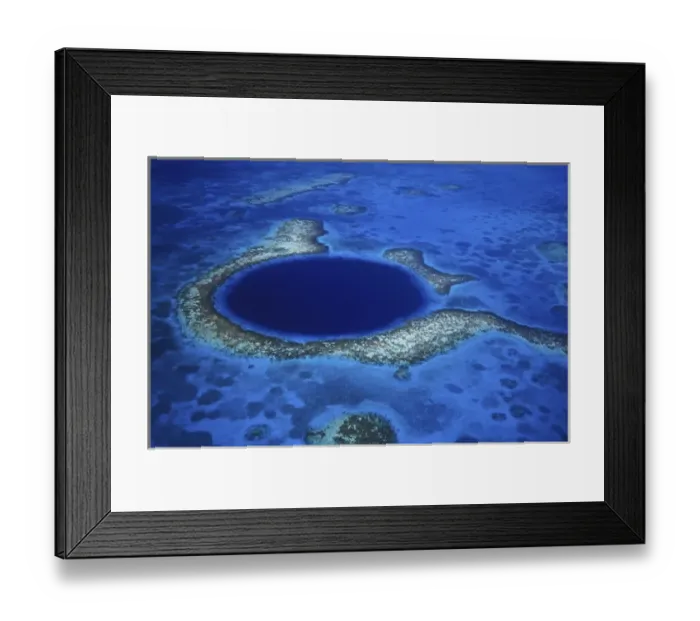 Framed Print : Aerial view of the Blue Hole, Lighthouse Reef, Belize, Central America Framed Print : Aerial view of the Blue Hole, Lighthouse Reef, Belize, Central America