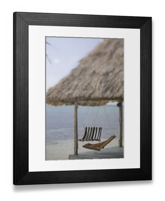 Framed Print : Swinging Chairs at Turneffe Caye resort, Belize