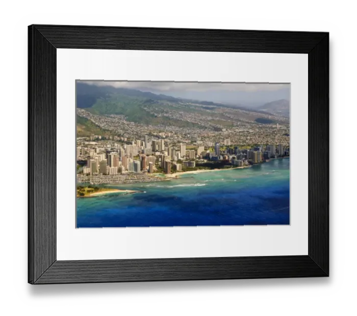 Framed Print : Big Island, Hawaii. Aerial of Honolulu Oahu, Hawaii Framed Print : Big Island, Hawaii. Aerial of Honolulu Oahu, Hawaii