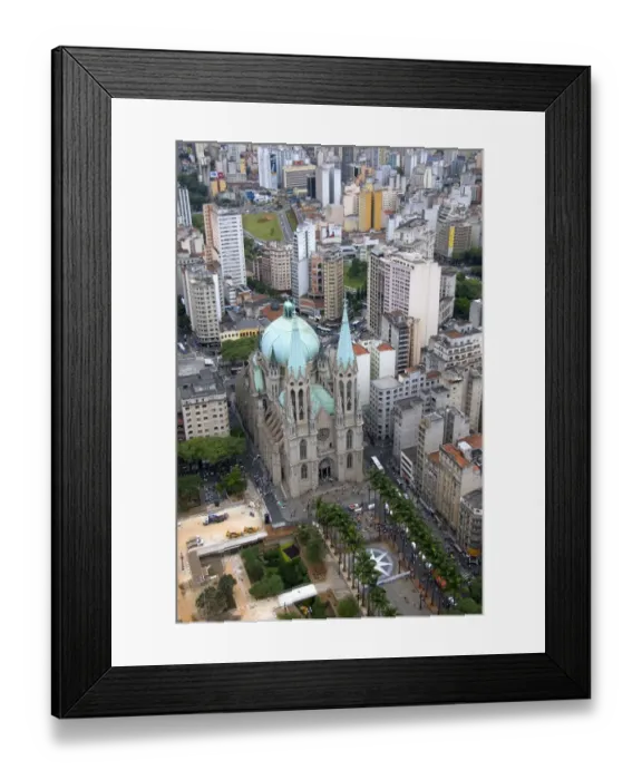 Framed Print : Aerial view of the Sao Paulo Municipal Cathedral in Brazil