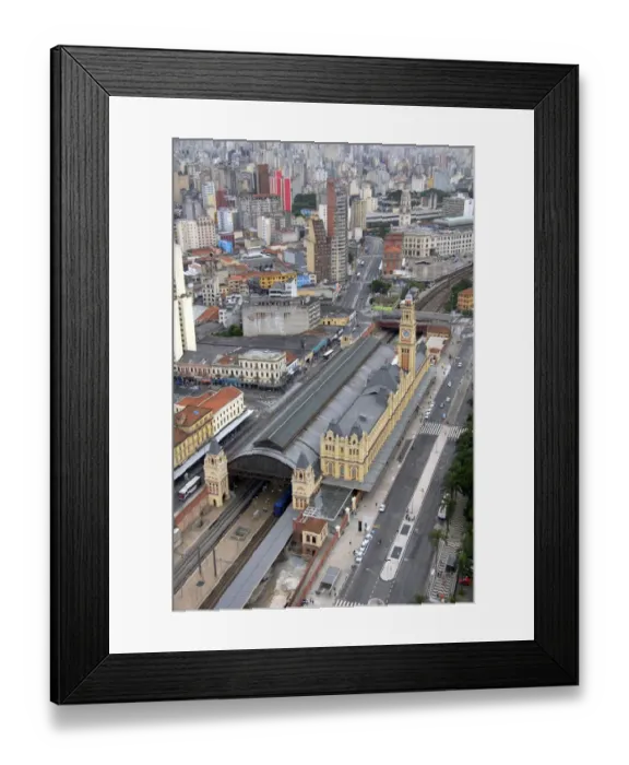Framed Print : Aerial view of the old train station, Estacion Luz in Sao Paulo, Brazil Framed Print : Aerial view of the old train station, Estacion Luz in Sao Paulo, Brazil