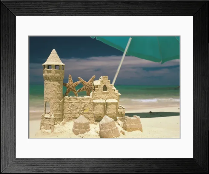Framed Print : USA, Hawaii. Sandcastle and starfish on tropical beach Framed Print : USA, Hawaii. Sandcastle and starfish on tropical beach