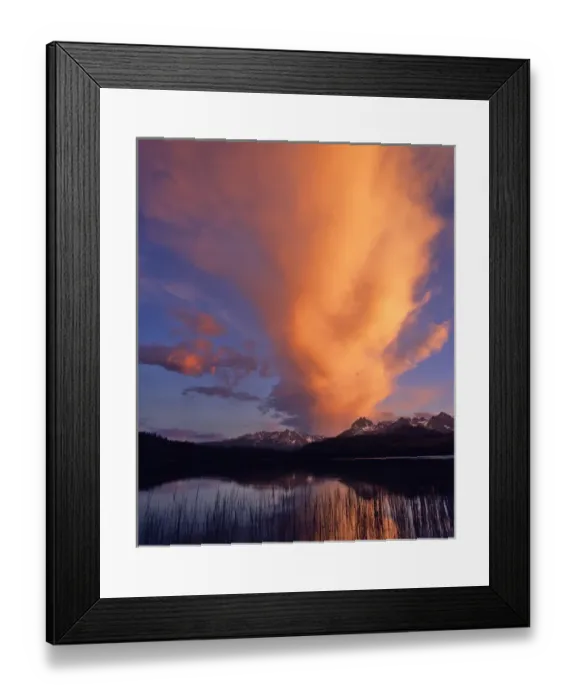 Framed Print : Spectacular sunrise clouds over Little Redfish Lake in the Sawtooth Range of Idaho Framed Print : Spectacular sunrise clouds over Little Redfish Lake in the Sawtooth Range of Idaho