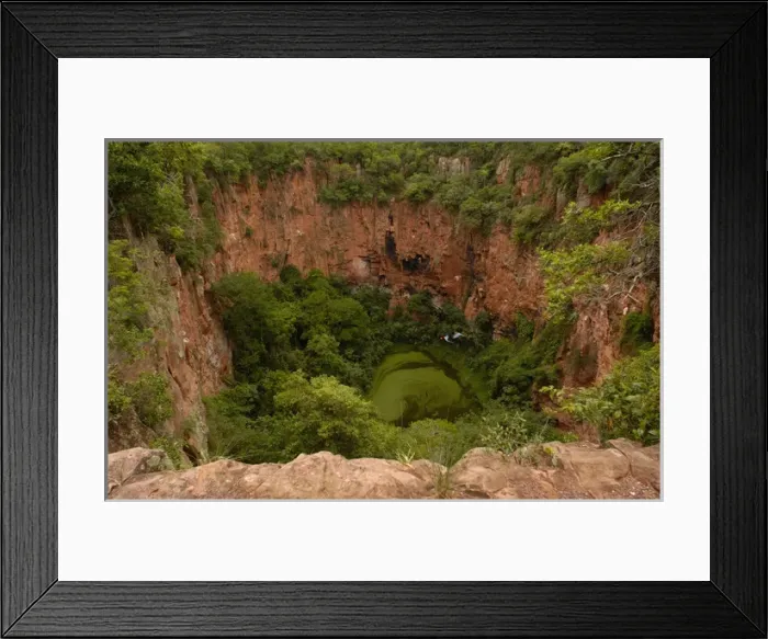 Framed Print : Sink hole now used by Macaws for nesting Serra da Bodoquena. Limestone elevated