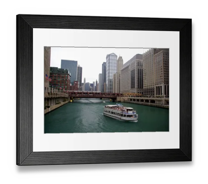 Framed Print : Tour boat on the Chicago River in Chicago, Illinois Framed Print : Tour boat on the Chicago River in Chicago, Illinois