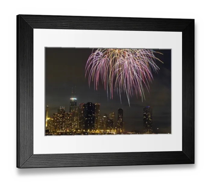Framed Print : USA, Illinois, Chicago, Fourth of July fireworks over Monroe Harbor Framed Print : USA, Illinois, Chicago, Fourth of July fireworks over Monroe Harbor
