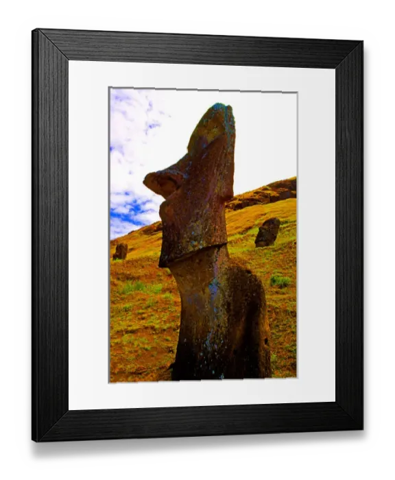Framed Print : Rano Raraku Moai Statues Abstracts Easter Island during Tapati Festival Rapa Nui