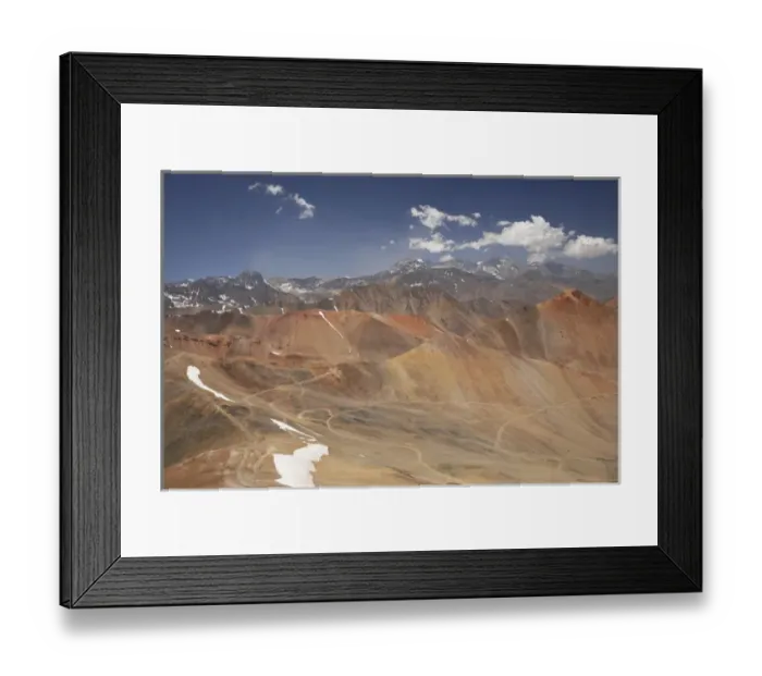 Framed Print : South America, Chile, Red Mountains High in Andes Range, near Santiago - aerial