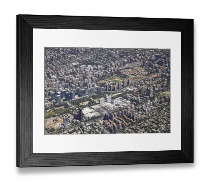 Framed Print : South America, Chile, Santiago, Parque Arauco Shopping Mall, and Las Condes - aerial Framed Print : South America, Chile, Santiago, Parque Arauco Shopping Mall, and Las Condes - aerial