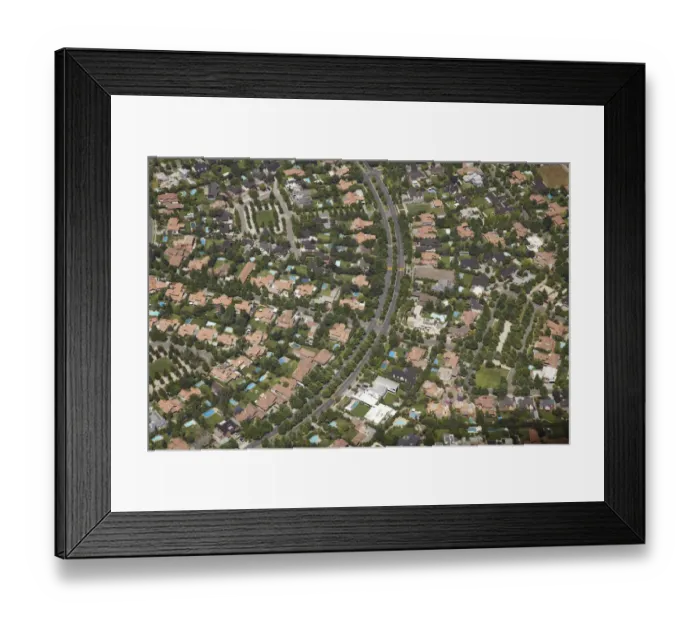 Framed Print : South America, Chile, Santiago, Avenada Camino Real, Lo Barnechea - aerial