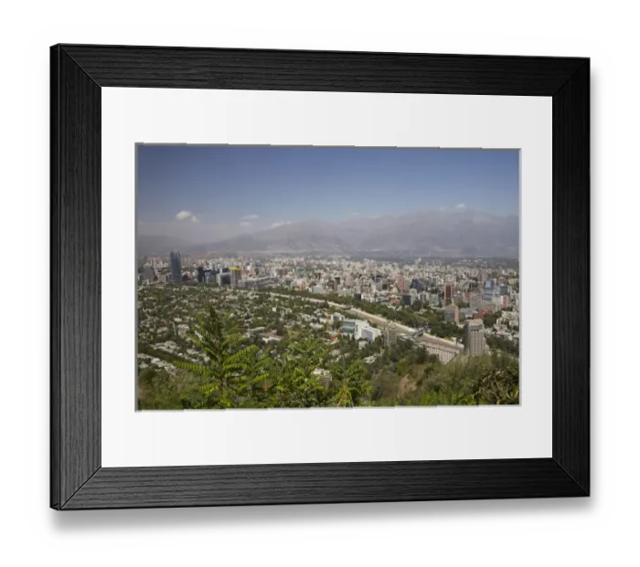 Framed Print : South America, Chile, Santiago, View of Santiago and Mapocho River, from Cerro San Cristobal