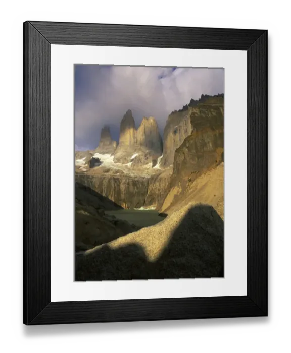 Framed Print : Clouds over Torres del Paine mountains in Patagonia region of Chile Framed Print : Clouds over Torres del Paine mountains in Patagonia region of Chile
