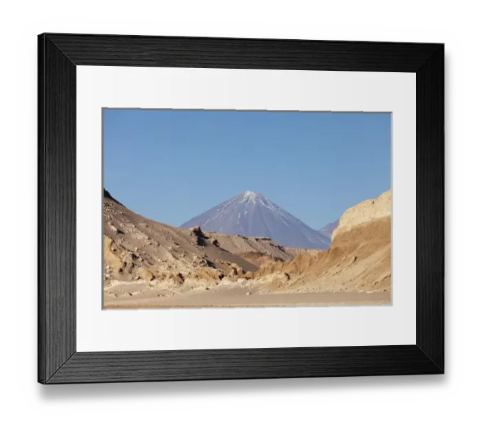Framed Print : South America, Chile, Atacama desert - Moon Valley and volcan Licancabur, outside Framed Print : South America, Chile, Atacama desert - Moon Valley and volcan Licancabur, outside