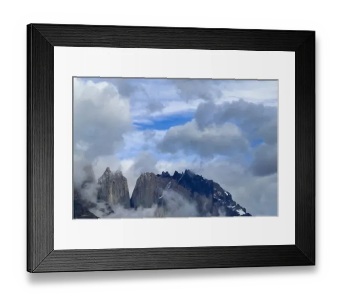 Framed Print : Landscape of Torres del Paine in mist, Patagonia, Chile