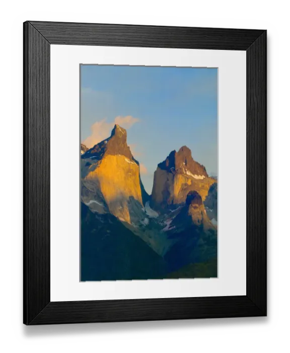 Framed Print : Landscape of Torres del Paine and Cuerno del Paine at sunrise, Patagonia, Chile