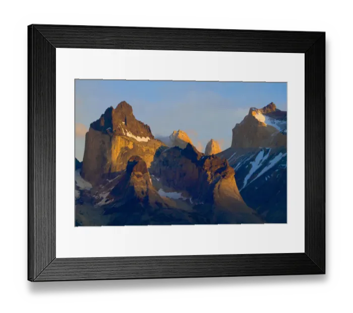Framed Print : Landscape of Torres del Paine and Cuerno del Paine at sunrise, Patagonia, Chile