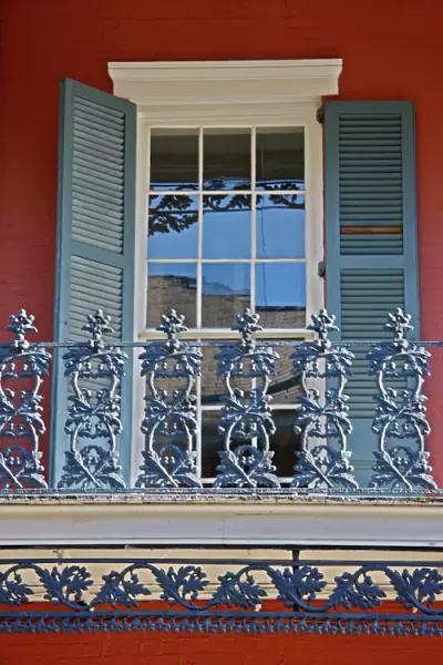 USA, Louisiana, New Orleans, French Quarter. Window of historic nineteenth century