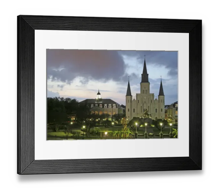 Framed Print : Evening lighting St. Louis Cathedral Jackson Square New Orleans Louisiana Framed Print : Evening lighting St. Louis Cathedral Jackson Square New Orleans Louisiana